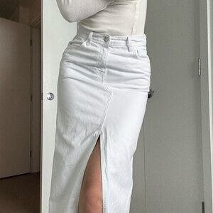 Zara White High-Waisted Skirt with Slit